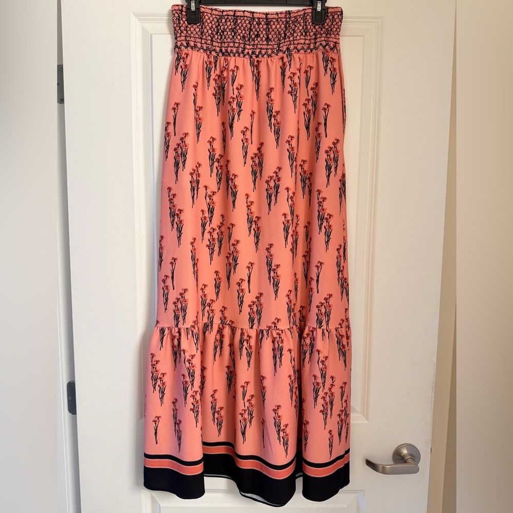 NWT Loretta Caponi Floral Smocked Maxi Skirt